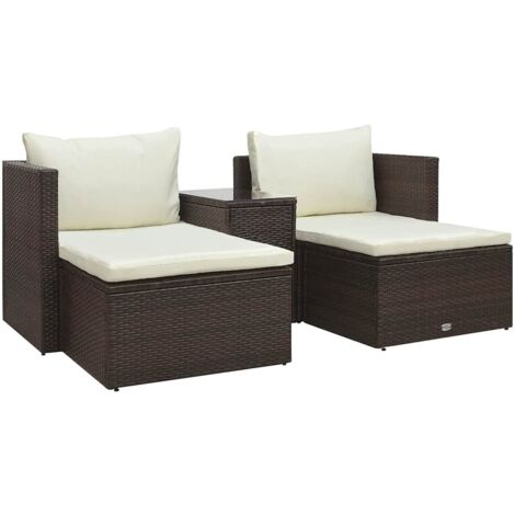 Salon de jardin 5 pcs,Mobilier de terrasse,Table et Chaise pour Relax avec coussins Résine tressée Marron -YZ225369 (1/5)