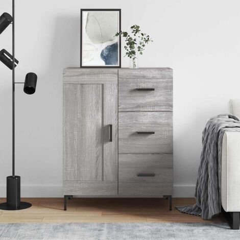 Buffet bas,Buffet Commode industriel sonoma gris 69,5x34x90 cm bois d'ingénierie -QS32294 (1/5)