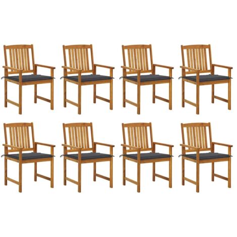 Lot de 8 Chaises/Fauteuils de jardin avec coussins Bois d'acacia solide -TF85067 (1/5)