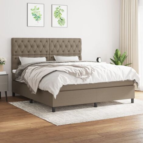 Lit à sommier tapissier et matelas confortable pour Lit adulte,,Ensemble Sommier + Matelas Taupe 160x200 cm Tissu -BV42531 (1/5)