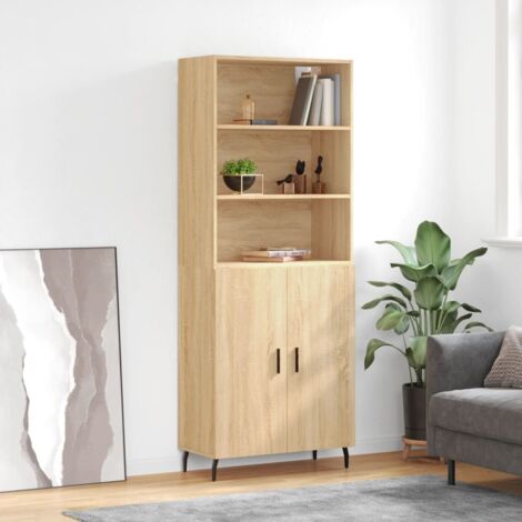Buffet de Salon,Buffet Commode industriel haut Chêne sonoma 69,5x34x180 cm Bois d'ingénierie -QS31032 (1/5)