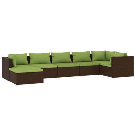 Salon de jardin 7 pcs,Mobilier de terrasse,Table et Chaise pour Relax avec coussins Résine tressée Marron -YZ740643 (1/5)