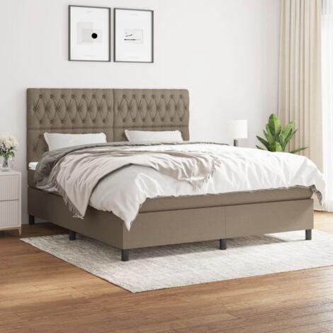 Lit adulte,Lit avec Sommier et Matelas confortable pour Chambre,Ensemble Lit à sommier tapissier Taupe 180x200 cm Tissu -BVN81256 (1/5)