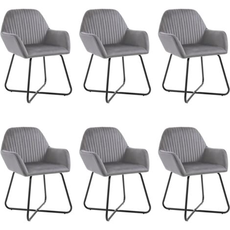 Lot de 6 Chaises à manger,Chaises de salle à manger gris velours HH23249 (1/5)