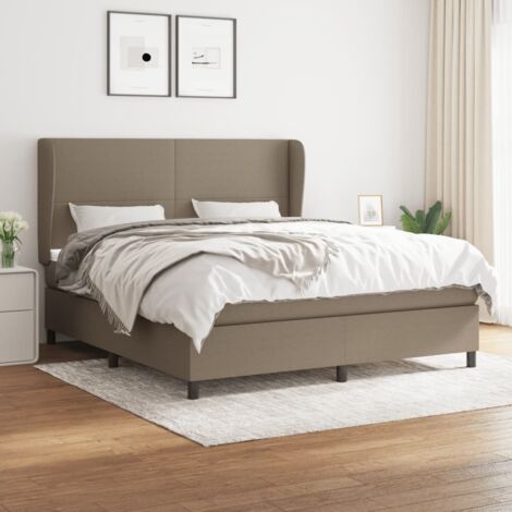Lit adulte,Lit avec Sommier et Matelas confortable pour Chambre,Ensemble Lit à sommier tapissier Taupe 180x200 cm Tissu -BVN45765 (1/5)