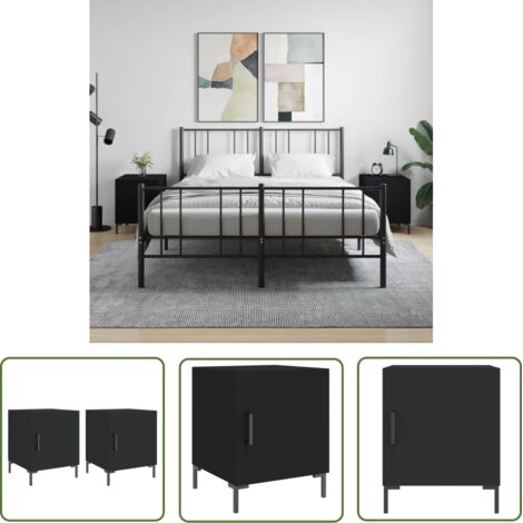 The Living Store Tables de chevet 2 pcs noir 40x40x50 cm bois d’ingénierie - Table De Chevet - Meuble De Chambre - Armoire De Chevet - Commode - Design Moderne (1/5)