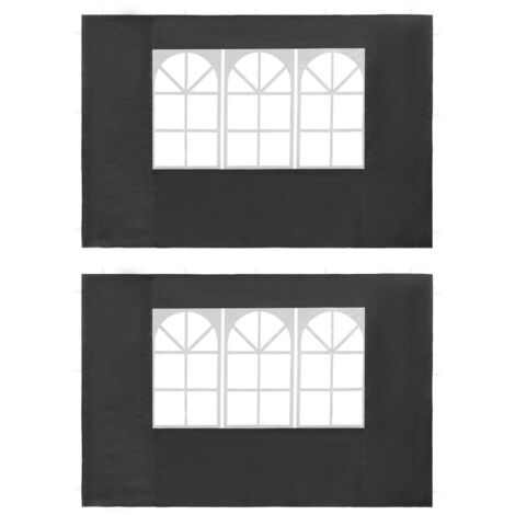 Paroi de tente de réception,Panneau de tente de réception 2 pcs avec fenêtre PE Anthracite -21732 (1/3)