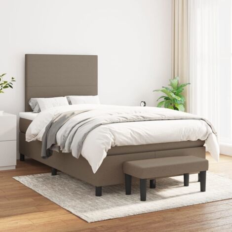 Lit adulte Durable,Lit à sommier Tapissier + Matelas Taupe 120x200 cm Tissu -84081 (1/5)
