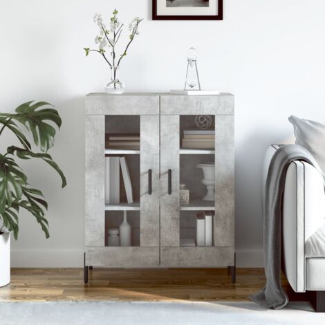 Buffet bas,Buffet Commode industriel gris béton 69,5x34x90 cm bois d'ingénierie -QS49360 (1/5)