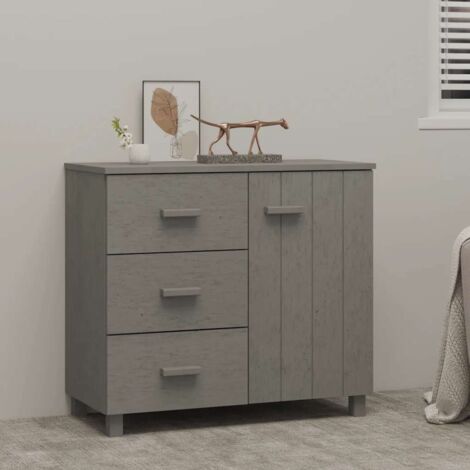 Buffet,Placard de cuisine,Meuble de rangement HAMAR Gris clair 90x40x80 cm Bois massif de pin -TZ27091 (1/5)