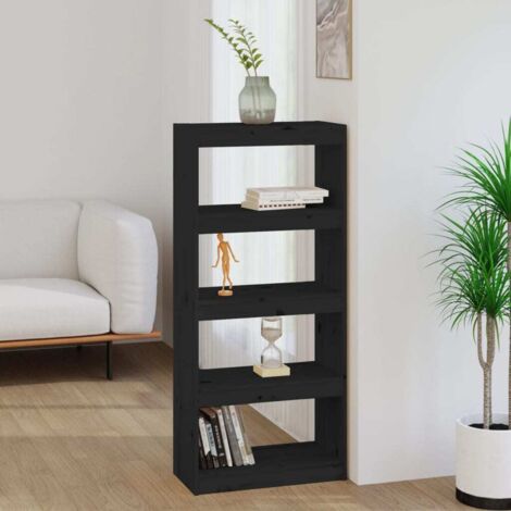 Bibliothèque,Cloison/Étagère de Rangement Ouvert,Étagère livres de pièce Noir 60x30x135,5 cm Pin solide - DH42173 (1/5)