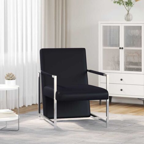 Fauteuil Relax design moderne - Fauteuil avec pieds chromés Noir Similicuir pour salon -BV10947 (1/5)