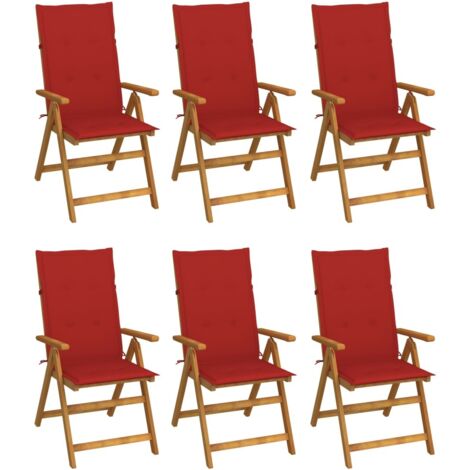 Lot de 6 Chaises pliables de jardin,Fauteuils d'extérieur avec coussins Bois d'acacia -TF17875 (1/5)