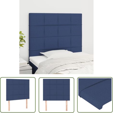 The Living Store Têtes de lit 2 pcs Bleu 90x5x78/88 cm Tissu - Tête De Lit - Têtière De Lit - Literie - Meuble De Chambre - Décoration Chambre (1/5)