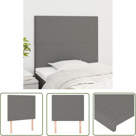 The Living Store Têtes de lit 2 pcs Gris foncé 80x5x78/88 cm Tissu - Tête De Lit - Têtière De Lit - Meuble De Chambre - Literie - Décoration Chambre (1/5)