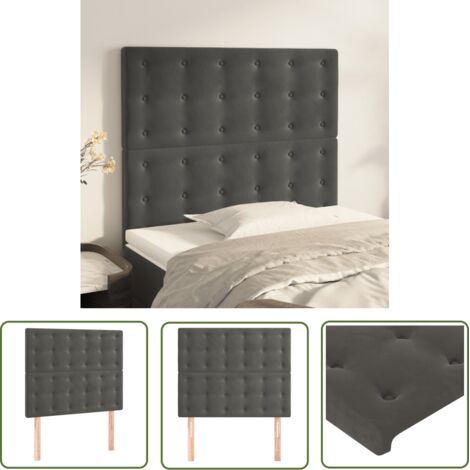 The Living Store Têtes de lit 2 pcs Gris foncé 90x5x78/88 cm Velours - Tête De Lit - Tête De Lit Velours - Literie - Meuble Chambre - Décoration Chambre (1/5)