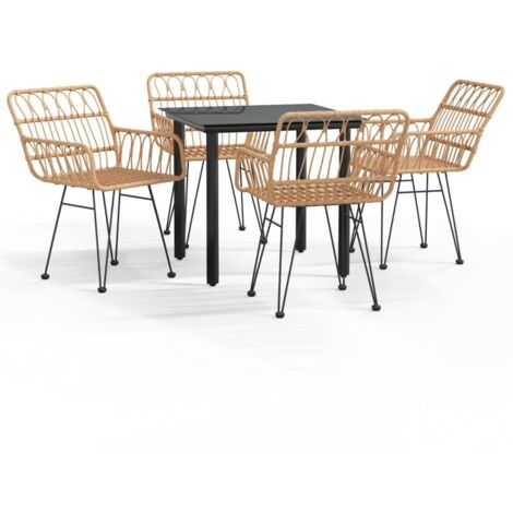 5 pcs Ensemble à dîner de jardin Table et Chaises de Salle à Manger Résine tressée -38244 (1/5)
