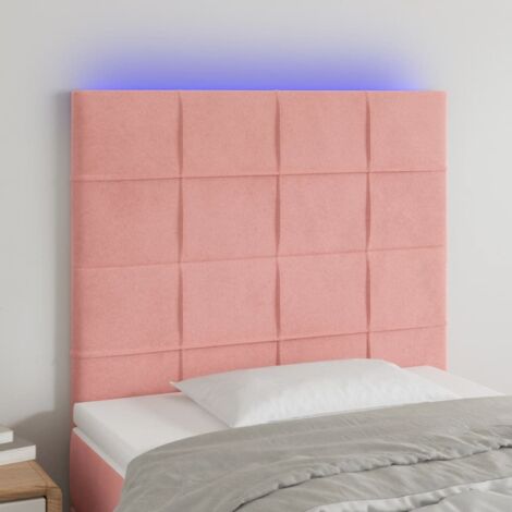 Armoire de tête de lit Tête de lit à LED, Hauteur réglable pour Chambre Rose 100x5x118/128 cm Velours -34480 (1/5)
