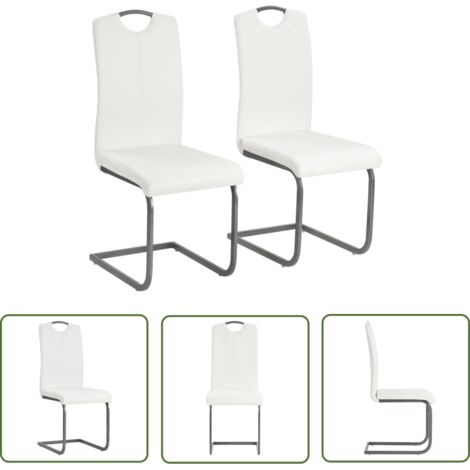 Furniture Limited - Chaises à manger cantilever lot de 2 blanc si (1/5)