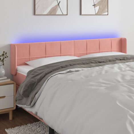 Armoire de tête de lit Tête de lit à LED, Hauteur réglable pour Chambre Rose 203x16x78/88 cm Velours -37777 (1/5)