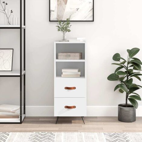 Buffet bas,Buffet Commode industriel blanc 34,5x34x90 cm bois d'ingénierie -QS43201 (1/5)