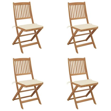 Lot de 4 Chaises pliables de jardin,Fauteuils d'extérieur avec coussins Bois d'acacia -TF59099 (1/5)