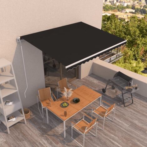 Auvent rétractable automatique,Marquise d'entrée Anti-UV,Auvent facile à assembler 400x350 cm Anthracite -FR59545 (1/5)