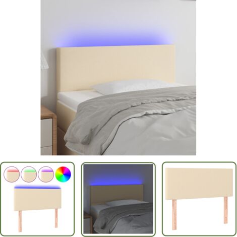 The Living Store Tête de lit à LED Crème 90x5x78/88 cm Tissu - Tête De Lit Led - Tête De Lit Crème - Tête De Lit Moderne - Tête De Lit Ajustable - Éclairage Led (1/5)