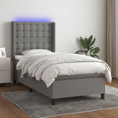 Sommier tapissier et matelas confortable pour Lit adulte,Ensemble Sommier + Matelas et LED Gris foncé 90x190cm Tissu -BV15758 (1/5)