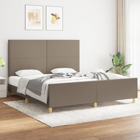 Lit adulte avec tête de lit pour Couchage,Cadre de lit Taupe 180x200 cm Tissu -BV10504 (1/5)