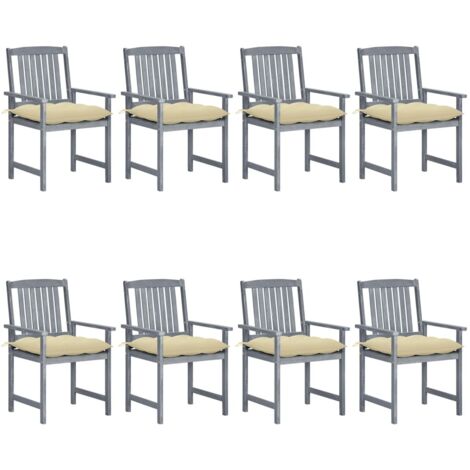 Lot de 8 Chaises/Fauteuils de jardin avec coussins Bois d'acacia solide Gris -TF95483 (1/5)