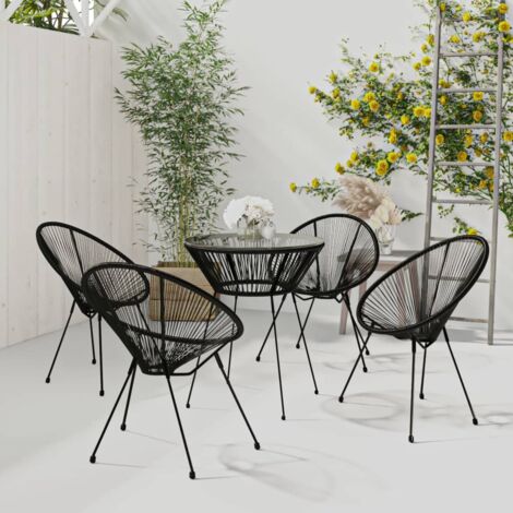 5 pcs Ensemble à dîner d'extérieur,Table et Chaises pour Jardin,terrasse Rotin PVC Noir -93213 (1/5)