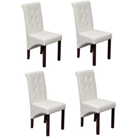Lot de 4 Chaises à manger,Chaises de salle à manger blanc similicuir HH67507 (1/5)