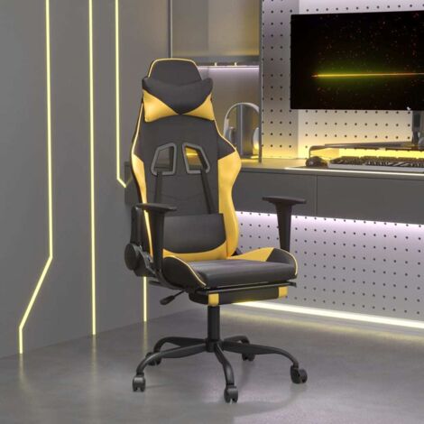 Chaise gaming,Chaise de jeu,Fauteuil Gamer avec repose-pied Noir et doré Similicuir -BV32648 (1/5)