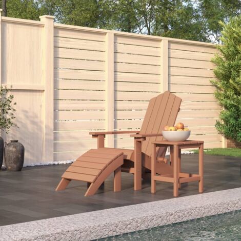 Chaise de jardin,Chaise d'extérieur,Fauteuil Adirondack repose-pied table PEHD Marron -BV57136 (1/5)