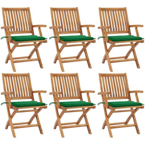 Lot de 6 Chaises pliables de jardin avec coussins,Fauteuils d'extérieur Bois de teck -TF93577 (1/5)