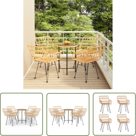 The Living Store Ensemble à manger de jardin 5pcs Résine tressée - Meubles De Jardin - Salon De Jardin - Set De Jardin - Ensemble De Meubles De Jardin - Table De Jardin (1/5)