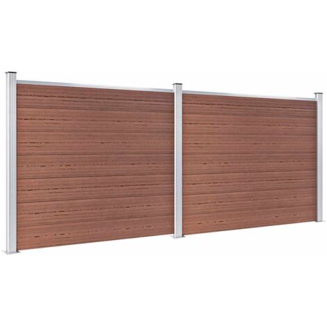 Clôture WPC/Ensemble de Panneau de Clôture,Barrière de jardin 353x146 cm Marron -63056