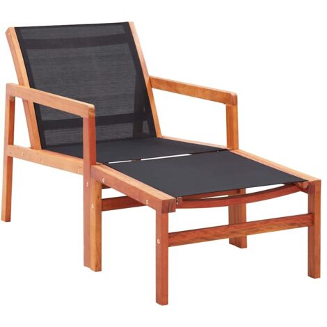 Chaise de jardin,Chaise d'extérieur,Fauteuil et repose-pied Eucalyptus solide et textilène -BV95837 (1/5)