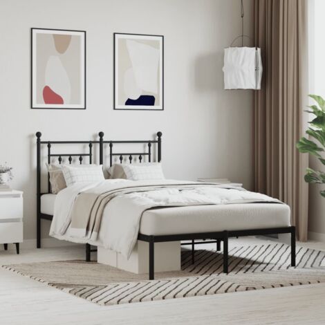Lit adulte avec tête de lit pour Couchage,Cadre de lit métal noir 120x200 cm -BV31566 (1/5)