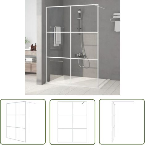 The Living Store Paroi de douche Blanc 140x195 cm Verre ESG transparent - Pare-douche - Salle De Bain - Douche - Paroi De Douche - Porte De Douche (1/5)