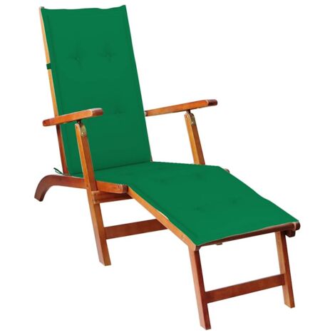 Chaise de terrasse,Fauteuil confortable de Jardin avec repose-pied et coussin Acacia solide -BV64840 (1/5)