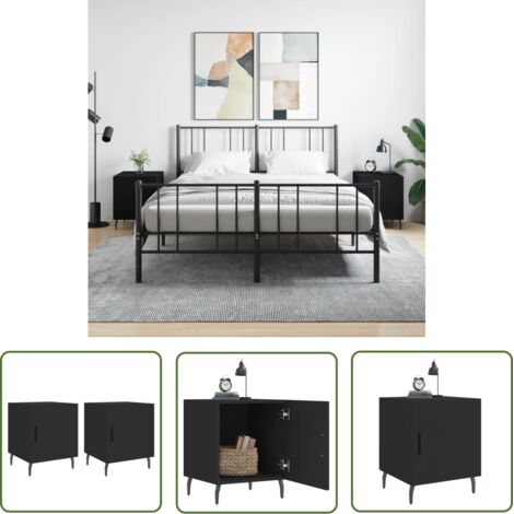 The Living Store Tables de chevet 2 pcs noir 40x40x50 cm bois d’ingénierie - Table De Chevet - Meuble De Chambre - Armoire De Chevet - Commode - Design Moderne (1/5)