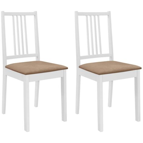Lot de 2 Chaises à Manger,Chaise/Fauteuils de salle à Manger avec coussins blanc bois solide HH52305 (1/5)