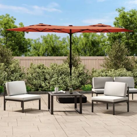 Parasol jardin droit à double tête,Grande taille,Anti-UV terre cuite 316x240 cm -23946 (1/5)