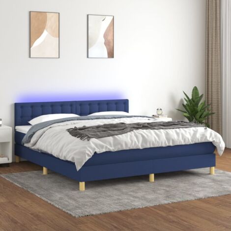 Sommier tapissier matelas confortable et LED,Lit adulte pour Chambre,Ensemble Lit matelas Bleu 180x200 cm Tissu -BVN12422 (1/5)