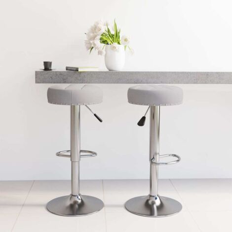 Lot de 2 Tabourets de bar Tabourets Chaises Hauts pour Cuisine, Bar gris tissu -QS12539 (1/4)