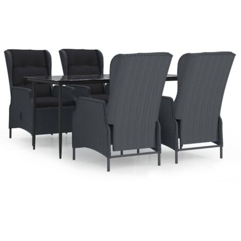 5 pcs Ensemble à dîner de jardin Table et Chaises de Salle à Manger Gris foncé Résine tressée -36829 (1/5)