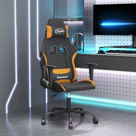 Chaise Gamer,Chaise de jeu de massage pour Bureau Noir et orange Tissu -VA89267 (1/5)