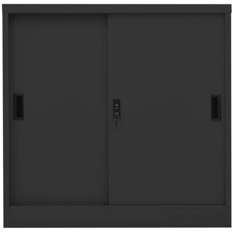 Armoire de bureau moderne,Armoire à dossiers porte coulissante Anthracite 90x40x90cm Acier -74659 (1/5)